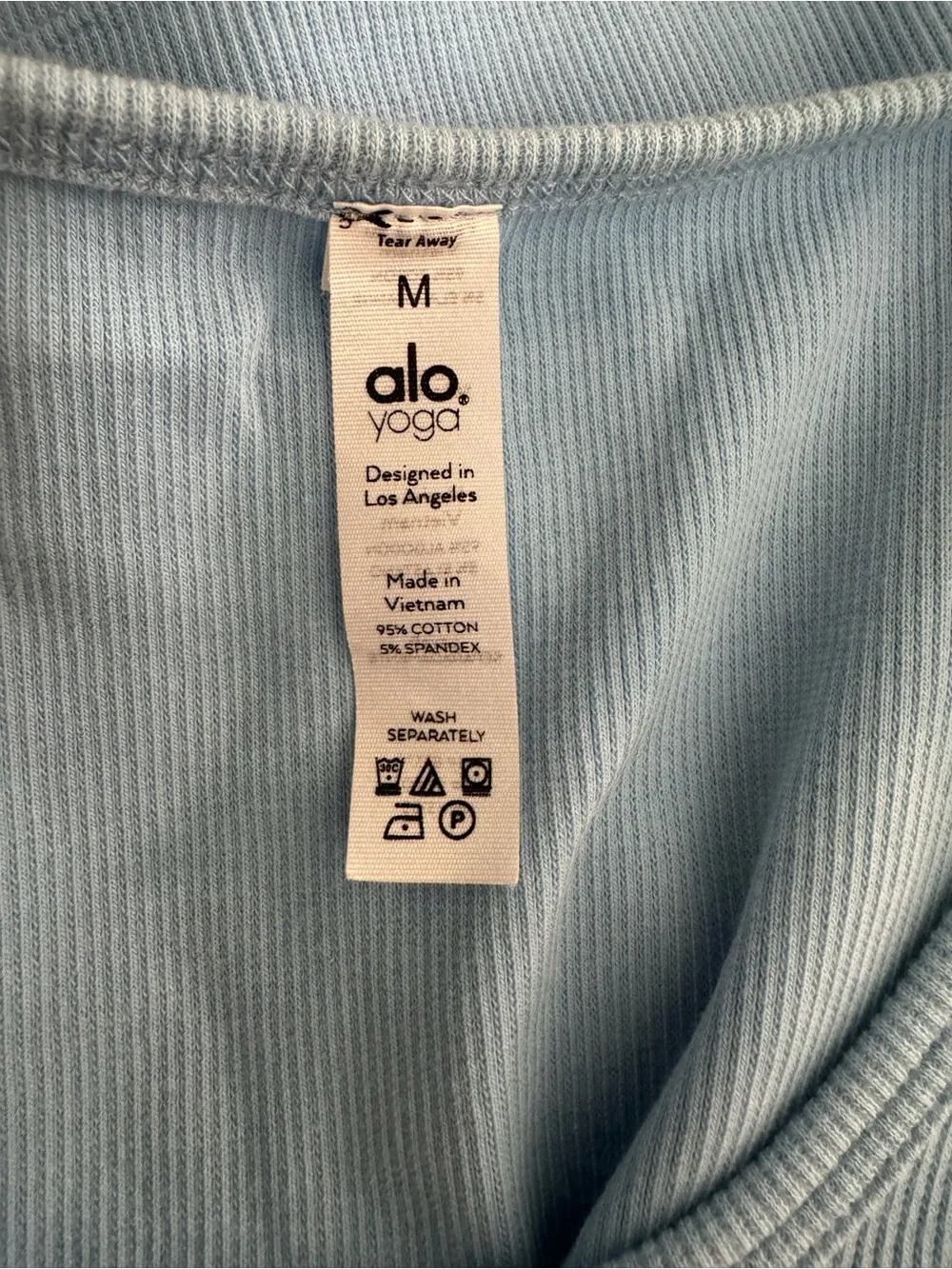 Alo Crop Light Blue Ribbed Tank Top - Picture 3 of 3